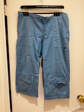 XCVI blue pants cropped pockets drawstring waist XL